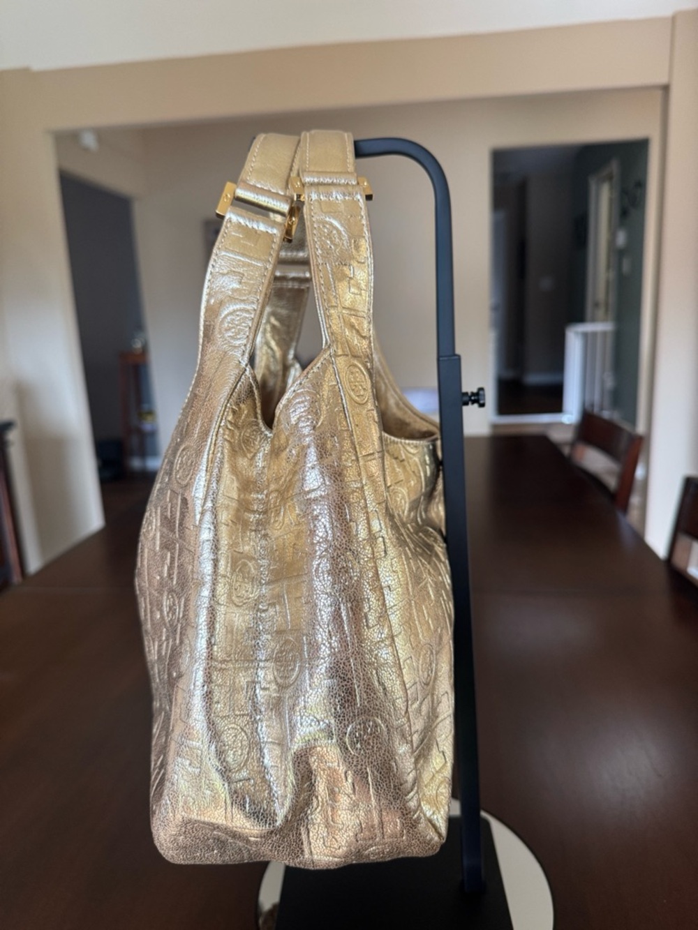 Tory Burch Metallic Gold Hobo Shoulder Bag - Picture 4 of 13